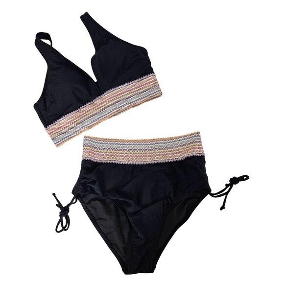 Blooming Jelly Womens Two Piece Bikini Set Tummy Control High Waisted Size Med - Picture 5 of 12